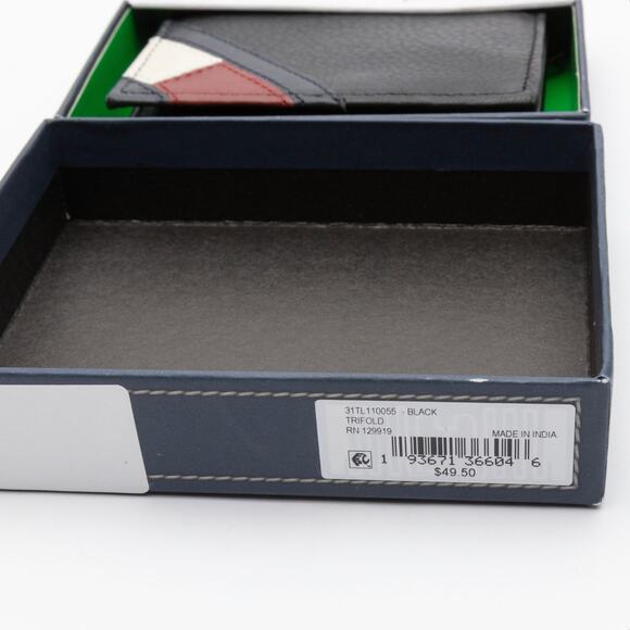 Tommy Hilfiger Men Orson II Angled Flag Trifold Leather Wallet - Picture 2 of 6